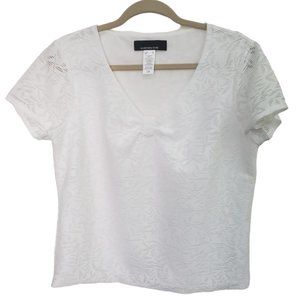 JONES NEW YORK Women's White Lace Blouse Size M Made in Taiwan
